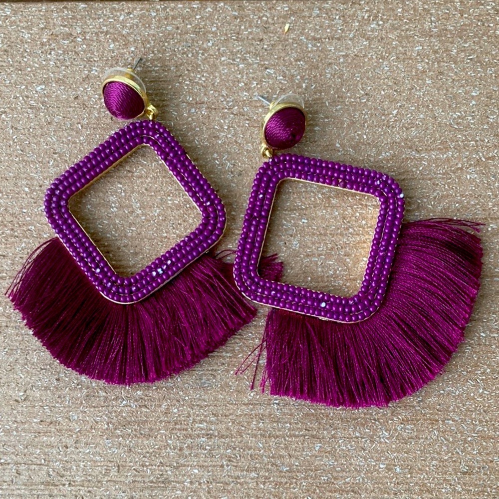 Sugarfix by Bauble Bar Maroon Purple Stud Drop Statement Earrings